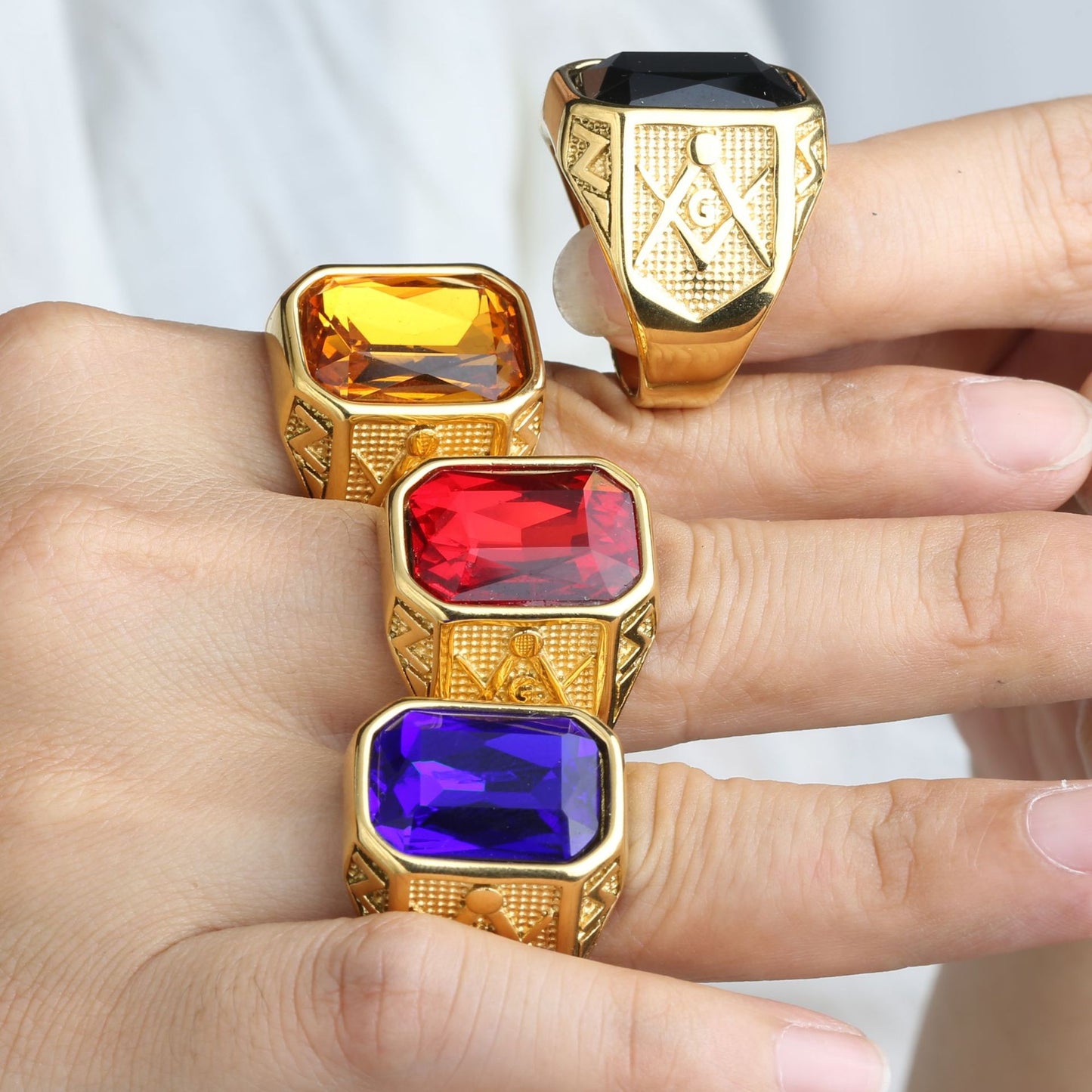 New Stainless Steel Masonic Ring – Stylish Personalized Gemstone Stainless Steel Band