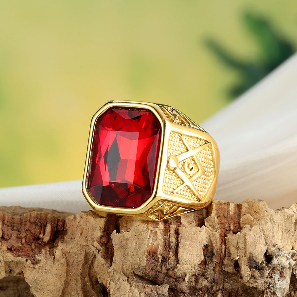New Stainless Steel Masonic Ring – Stylish Personalized Gemstone Stainless Steel Band
