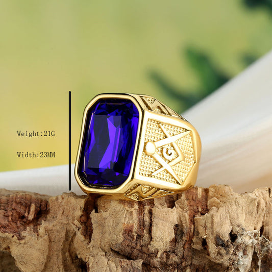 New Stainless Steel Masonic Ring – Stylish Personalized Gemstone Stainless Steel Band