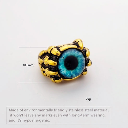 Men's Vintage Evil Eye Ring – Gothic Punk Titanium Steel Statement Jewelry