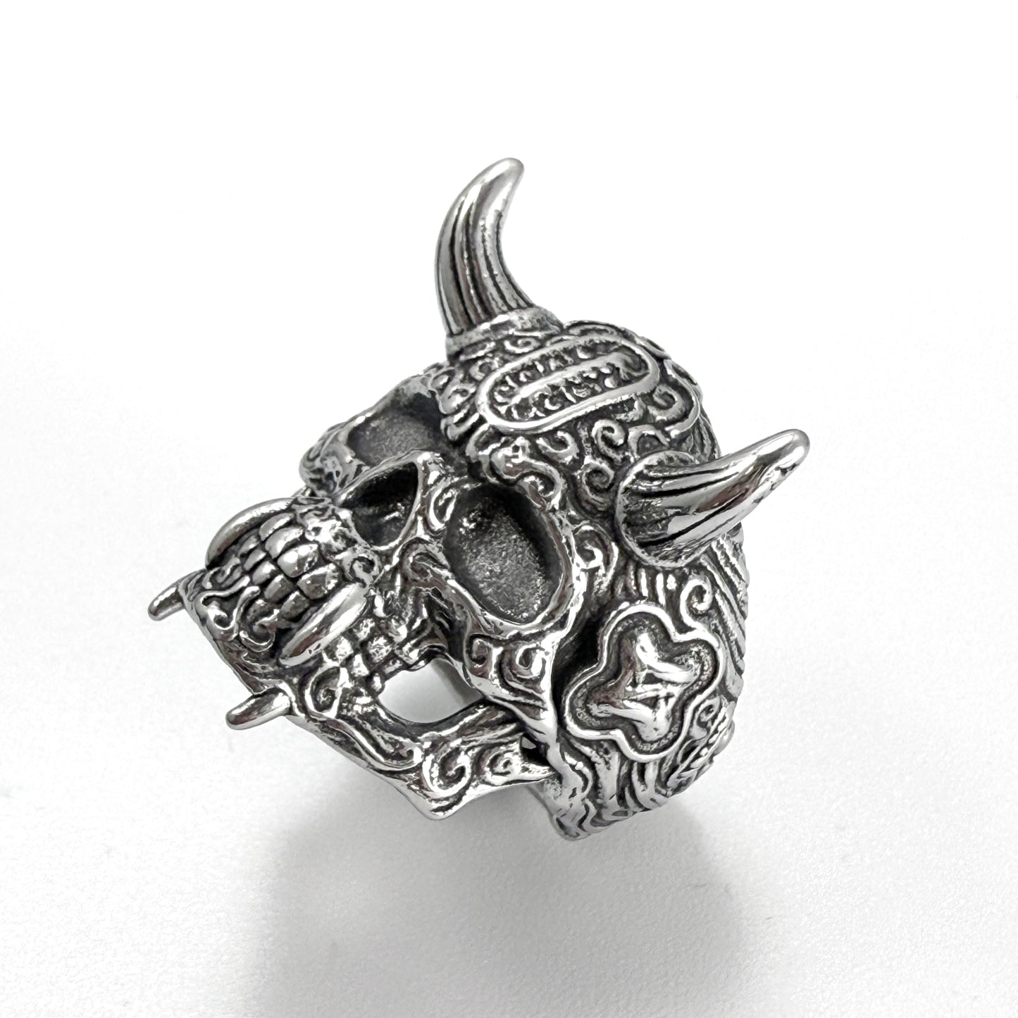 Vintage Horned Skull Ring - Gothic Stainless Steel Biker Jewelry Punk Stainless Steel Skull Ring
