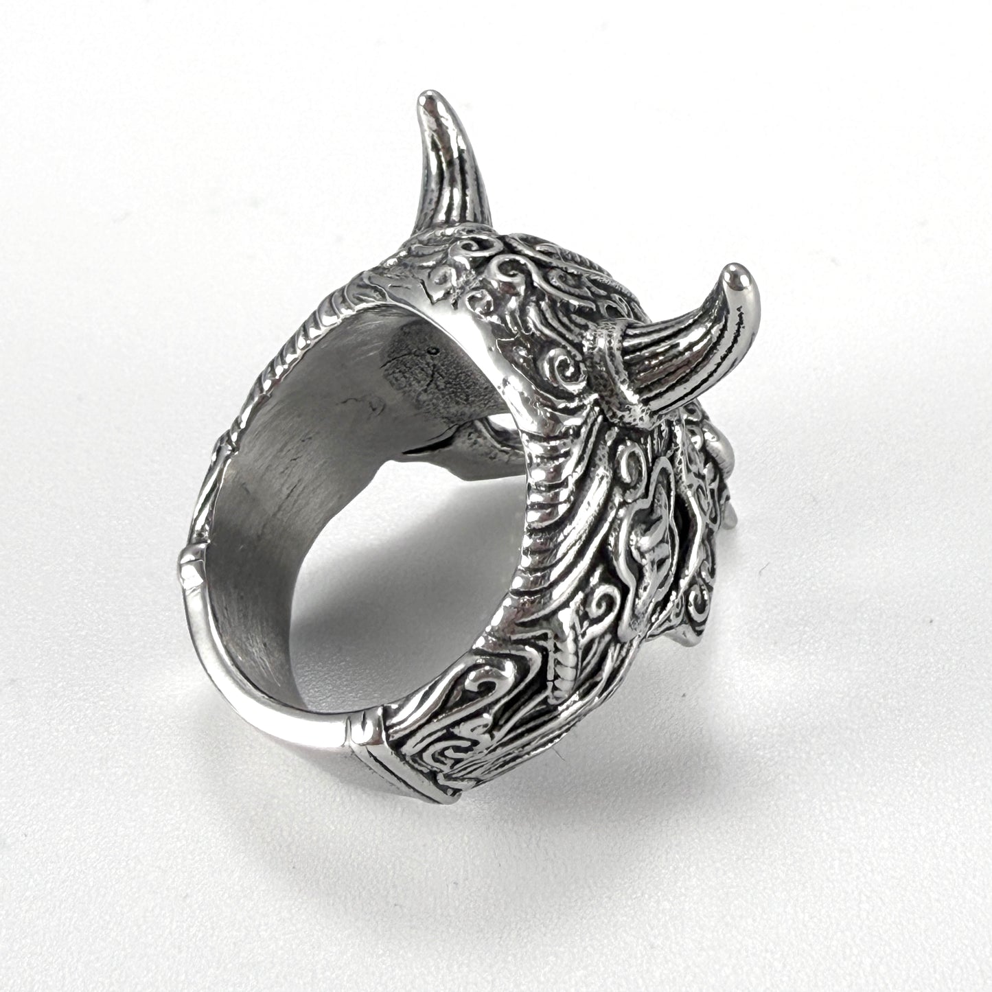 Vintage Horned Skull Ring - Gothic Stainless Steel Biker Jewelry Punk Stainless Steel Skull Ring